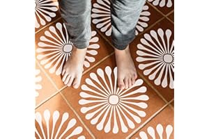 SHYJSHYJ Boho Flowers Wall Stencils, Reusable Template for Painting Large Pattern on Floors, Enterway, Walls, Patio & Concrete, 2-Pack Tile Stencils DIY Décor