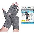Skineez Compression Gloves, Medical Grade Compression with Fingerless Design, Provides Support & Pain Relief for Arthritis, Carpal Tunnel& Tendonitis, Moisturizing Benefits, Gray, One Size, 1 Pair
