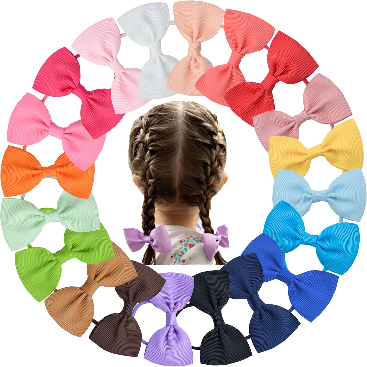 40pcs Baby Girls Hair Bows Hair Ties Grosgrain Ribbon Elastic Hair Rubber Band Ponytail Holder Hair Accessories for Kids Toddlers - Image 3