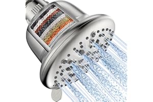 Cobbe High Pressure 7-Spray Filtered Shower Head - Removes Chlorine & Harmful Substances - Brushed Nickel Finish