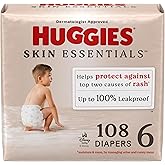 Huggies Size 6 Diapers, Skin Essentials Baby Diapers, Size 6 (35+ lbs), 108 Count (2 Packs of 54), Packaging May Vary
