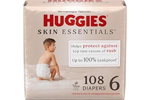 Huggies Size 6 Diapers, Skin Essentials Baby Diapers, Size 6 (35+ lbs), 108 Count (2 Packs of 54), Packaging May Vary