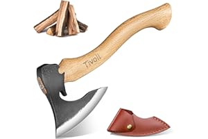 Tivoli Camping Hatchet Axe with Sheath – 16.5" High Carbon Steel Axe with Beech Wood Handle – Bushcraft Hatchet & Wood Splitting Axes for Gardening, Carving, Outdoor Adventures – Gift for Men