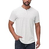 JWM Men's Henley Shirts Short Sleeve - Cotton True Classic Casual Basic Button Soild Fashion Summer T Shirts with Pocket