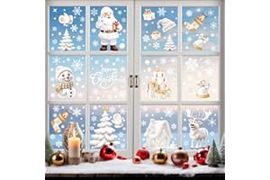 WERARU Window Stickers 9 Sheets Window Sticker Decor Snowflakes Window Pictures for Doors, Shop Windows, Glass Fronts, Window Clings Decoration Reusable