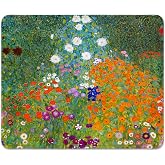 Bauerngarten by Gustav Klimt Mouse Pad, Traditional Scenic Art Desk Mat | Historic Cultural Illustrations Fine Artwork, Cute Mousepad Stitched, Anti-Slip Base Smooth Surface, 9.5 x 7.9 Inches