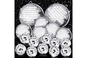 WILLBOND 17 Pcs Disco Ball Decor: Mini Large Assorted Size Hanging Mirror Disco Balls - Silver Christmas Ornaments for New Year Decor Xmas Tree Weddings Party Favors Birthday(6, 3.2, 2 Inch)