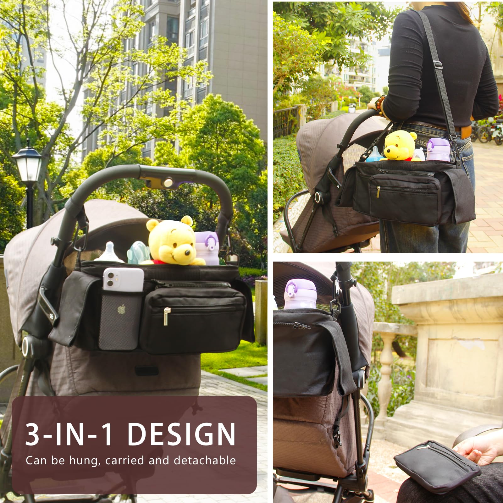 Stroller Accessories Stroller Organizer Stroller Caddy Stroller Cup Holder, Universal Fits Doona Car Seat Stroller, Evenflo Shyft Dualride, Doona Accessories, Bob, Uppababy Vista v2 Accessories Etc
