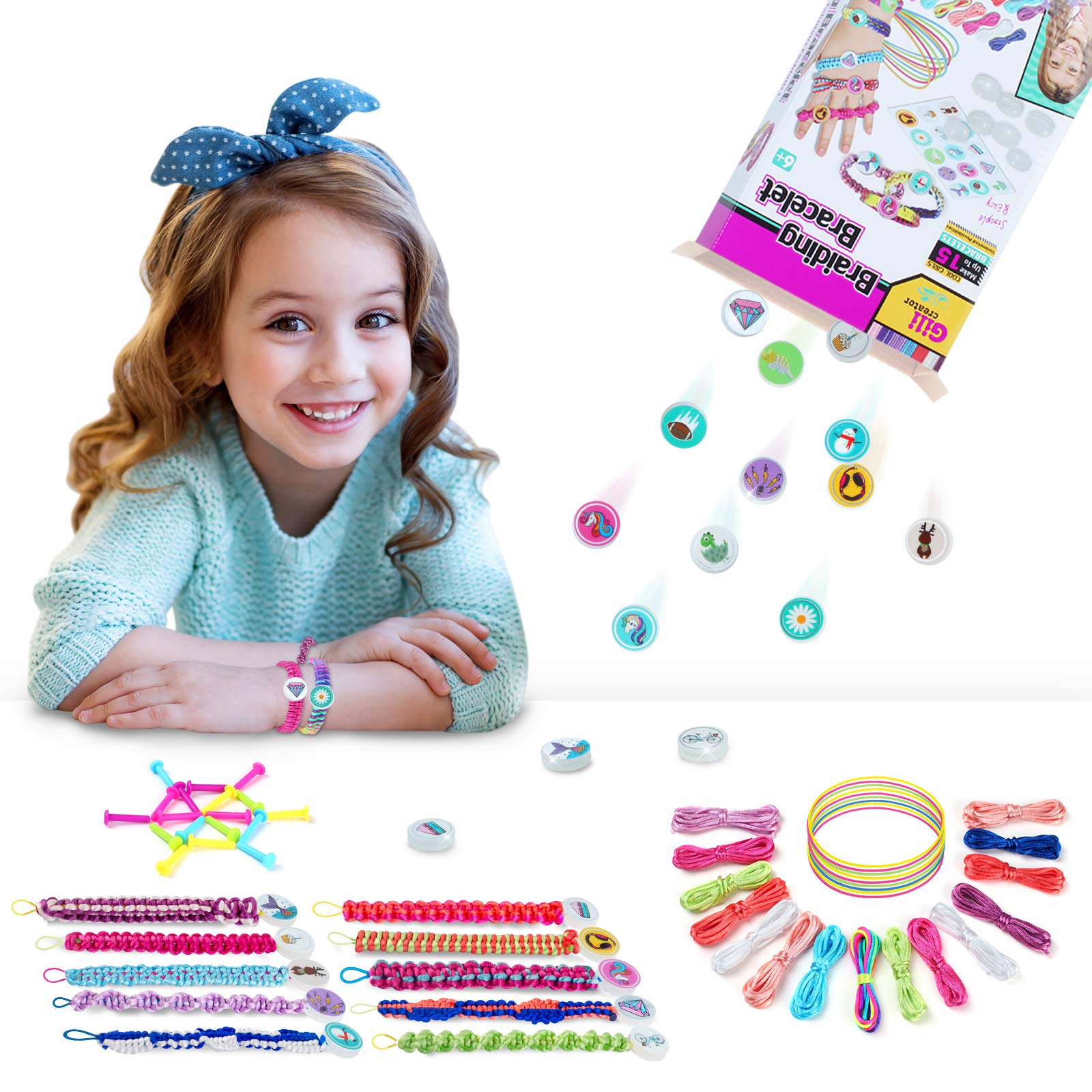GILI Friendship Bracelets Refill Pack with 15 Latest Theme Stickers, Art and Crafts Toys for Girls Age 6, 7, 8, 9, 10, 11, 12, DIY Christmas and Birthday Gifts for 8-12 Year Old Kids and Teen Girls