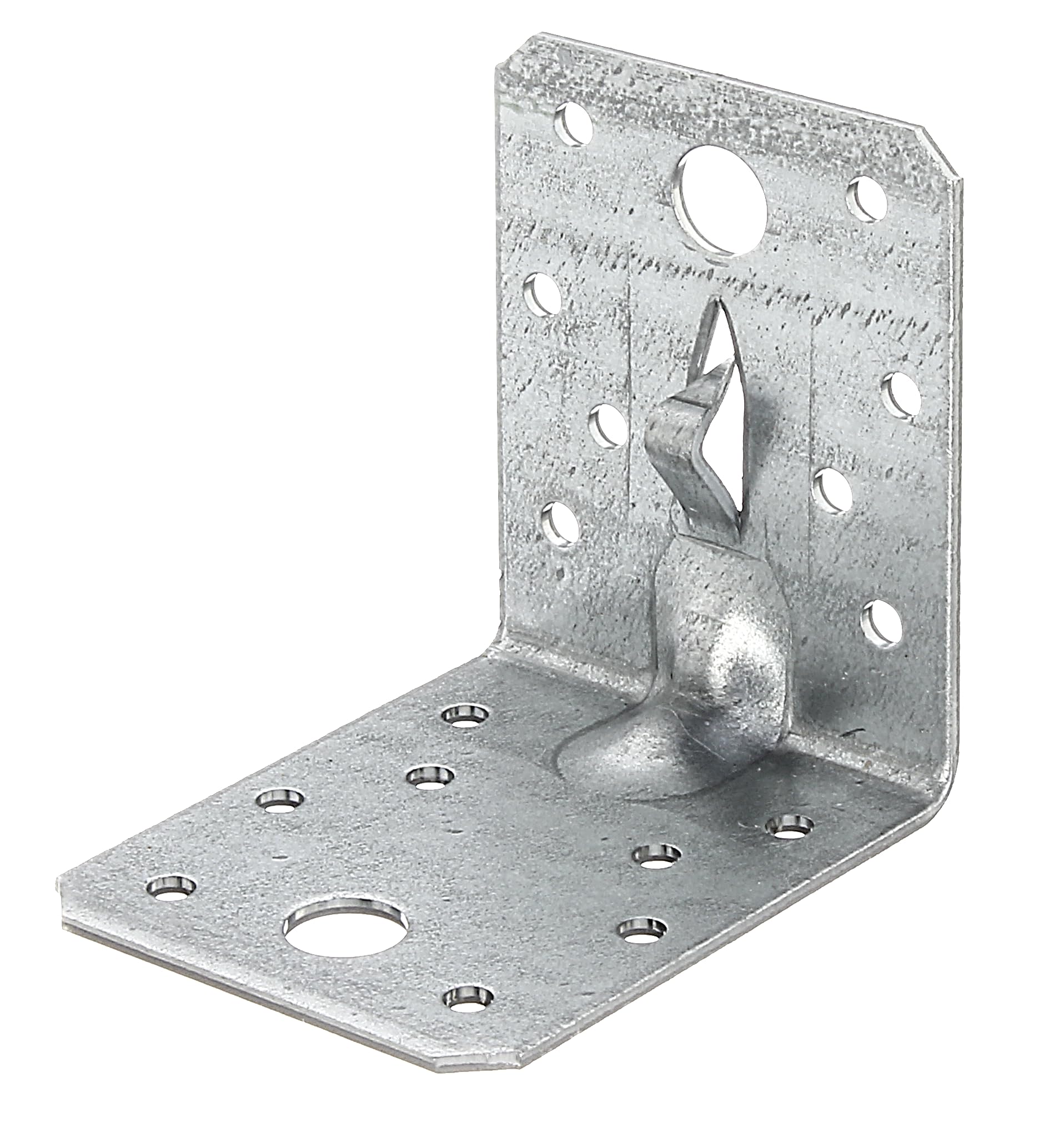Angle Bracket with Ribbing and Fixation Hook for Hammering Sendzimir-Galvanised 70 x 70 x 55 mm / 25 STK.