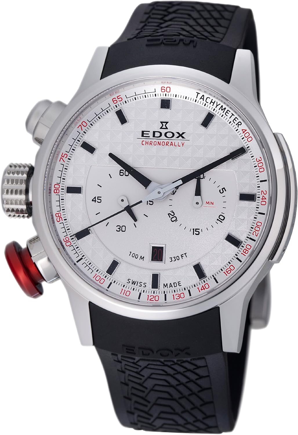 edox men's 38001 tin ain chronorally analog display swiss quartz black watch