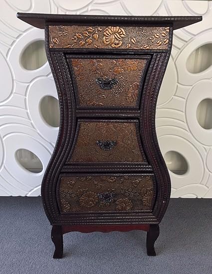 Dark Wood Tones Oriental Style Chinese Cabinet Cupboard Chest Of