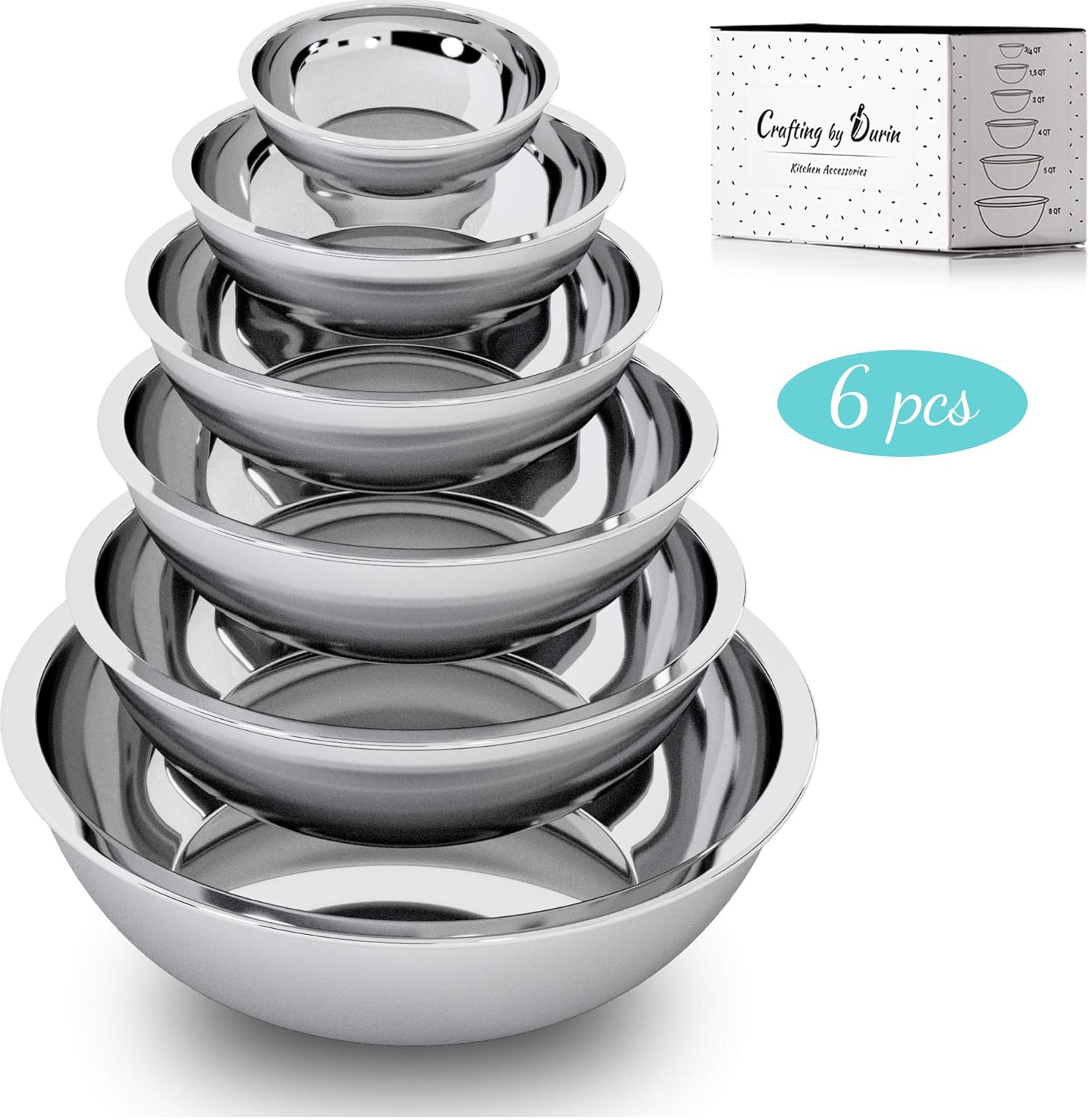 Stainless Steel Mixing Bowls Mixing Bowl Set of 6