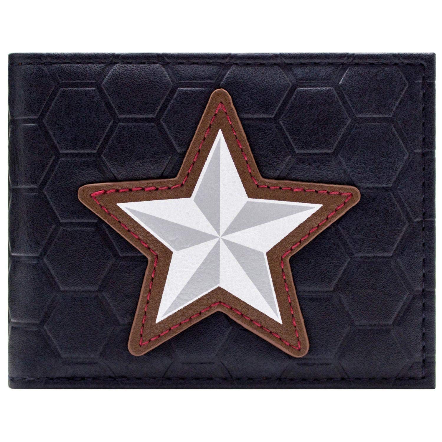 Captain America Star and Shield Endgame Suit Style Wallet Bi-Fold ID & Card Holder, Blue