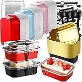Ferrochef 100 Sets Mini Loaf Pans with Lids and Spoons 5.7 oz Rectangular Aluminum Foil Baking Pans Mini Cake Tins for Bread Desserts