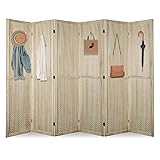 ECOMEX 6 Panel Room Divider, 5.6Ft Pegboard Display