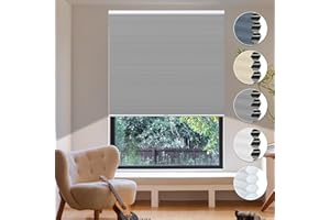 HOMEDEMO Blackout Cellular Shades Cordless, Honeycomb Shade Blinds, Thermal Insulated Noise Reduction for Windows Inside & Outside Mount Grey-Blackout 35" W x 64" H