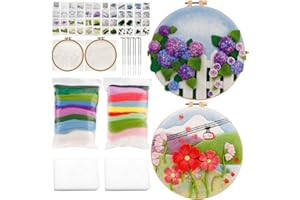 kgxulr Needle Felting Kit, Felt Painting Kit for Beginners, Felt Painting Set with Wool, Needle Felting Pad, Felting Needles, Felting Wool, Decorative Frame,DIY Instructions，Used for Home Decoration