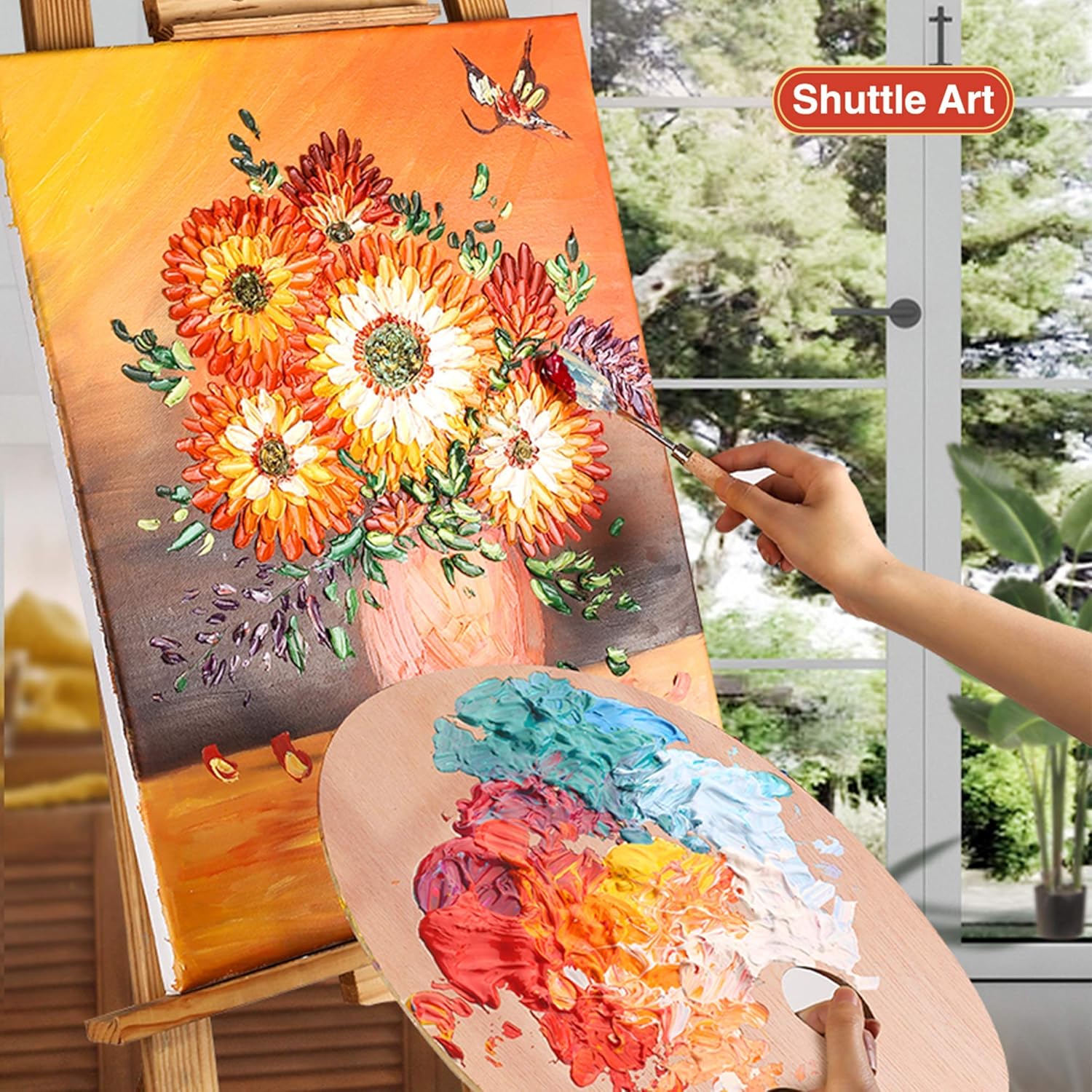 Acrylic Paint Set, Shuttle Art 30 Colors Acrylic Paint in Tubes (36ml) with 3 Brushes, Artist Grade Paint, Rich Pigments, Non-Toxic for Artists, Beginners and Kids on Rocks Crafts Canvas Wood Fabric: Home Improvement
