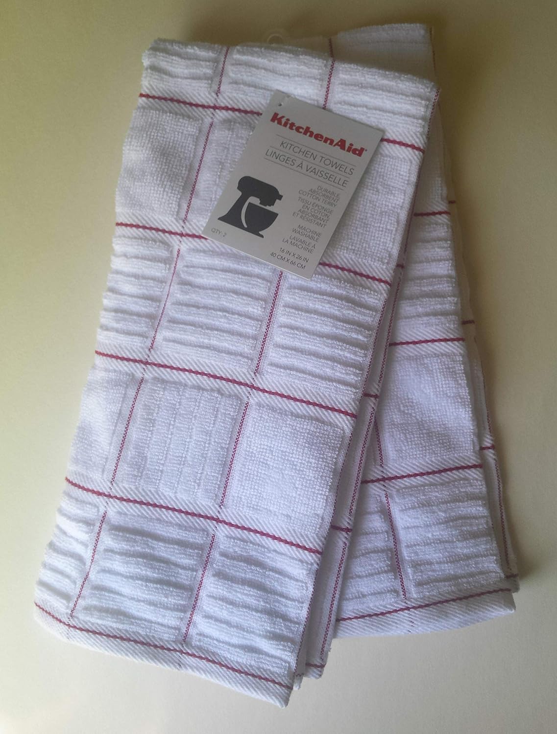 KitchenAid 2 Fire Red Squares Kitchen Towels Home & Kitchen