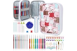 Katech Crochet Hooks Kit with Case, 85-Piece Crochet Hooks Set, Ergonomic Crochet Hook Crochet Needles Weave Yarn Kits DIY Hand Knitting Art Tools for Beginners and Experienced Lovers