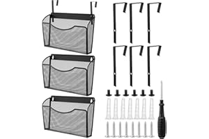 Tenceur 3 Pcs Mesh Letter Wall File Folder Cubicle File Holder Hanging Wall Mounted File Holder 3 Pocket Vertical File Organizer for Office Home Room Storage Basket(13.19 x 12.2 x 3.07 Inch,Black)