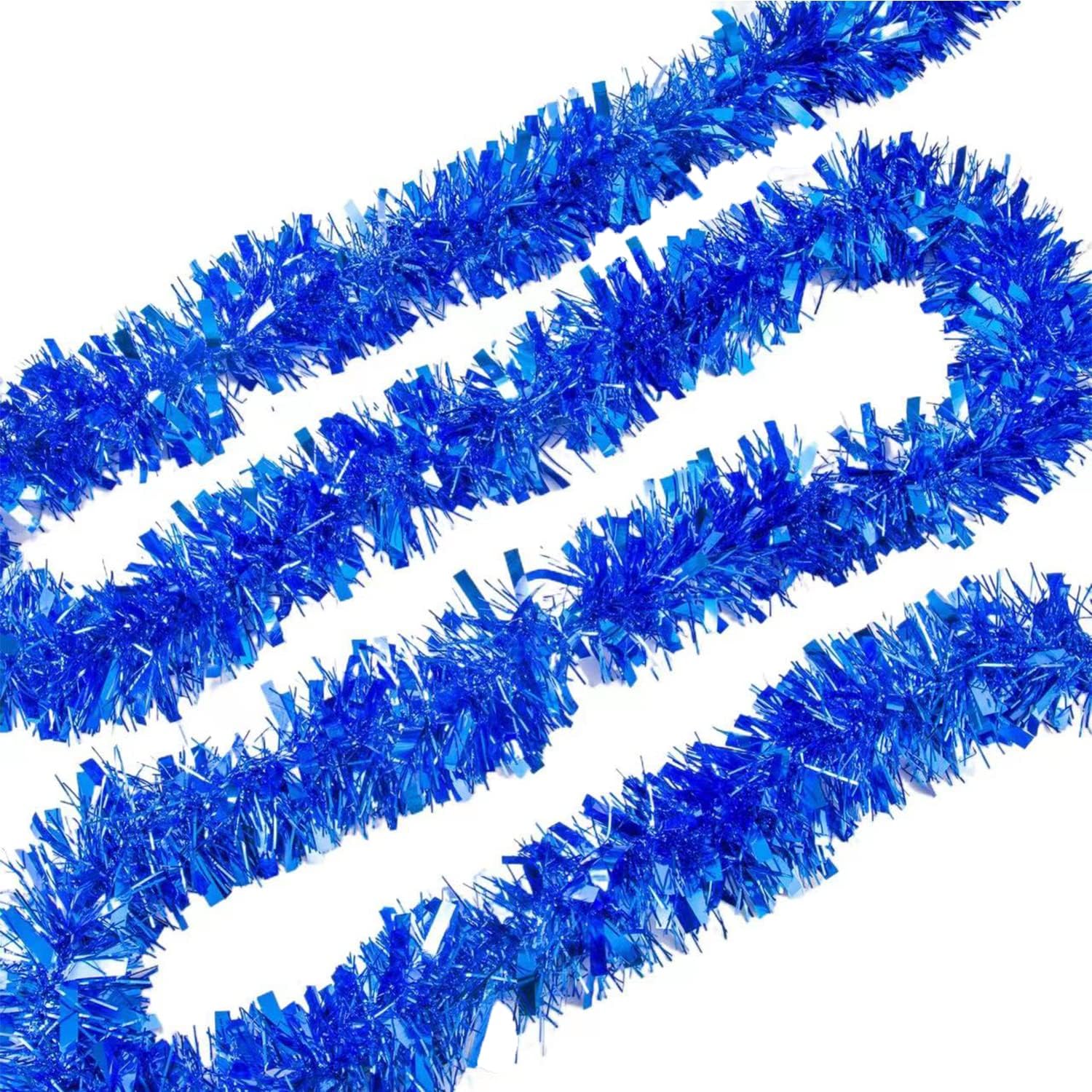 Wreaths, Garlands & Swags - 26.2 Feet Blue Holiday Tinsel Garland for Graduation, Birthday, Weddings, Party Decorations, Christmas, Patriotic Foil Tinsel Garland for All-Season Home Indoor Outdoor Party Supplies(Blue)
