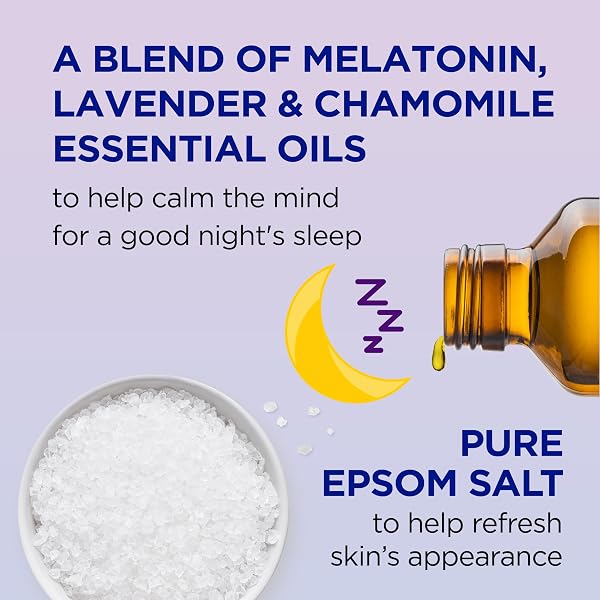 DR TEAL’S PURE EPSOM SALT SOAK, SLEEP BLEND WITH MELATONIN, LAVENDER & CHAMOMILE ESSENTIAL OILS, 3 LBS