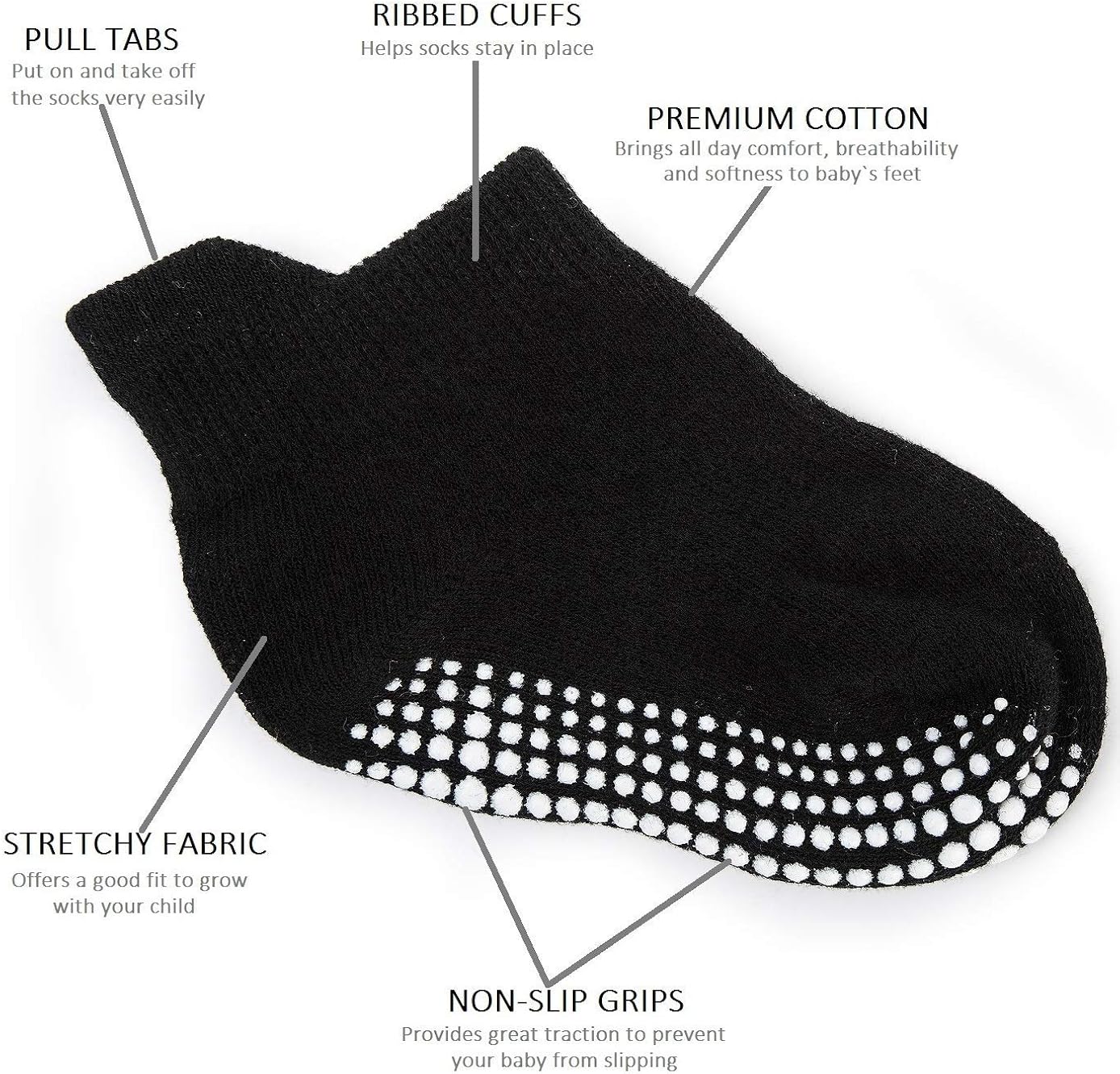 Zaples Baby Non Slip Grip Ankle Socks with Non Skid Soles for Infants Toddlers Kids Boys Girls: Clothing