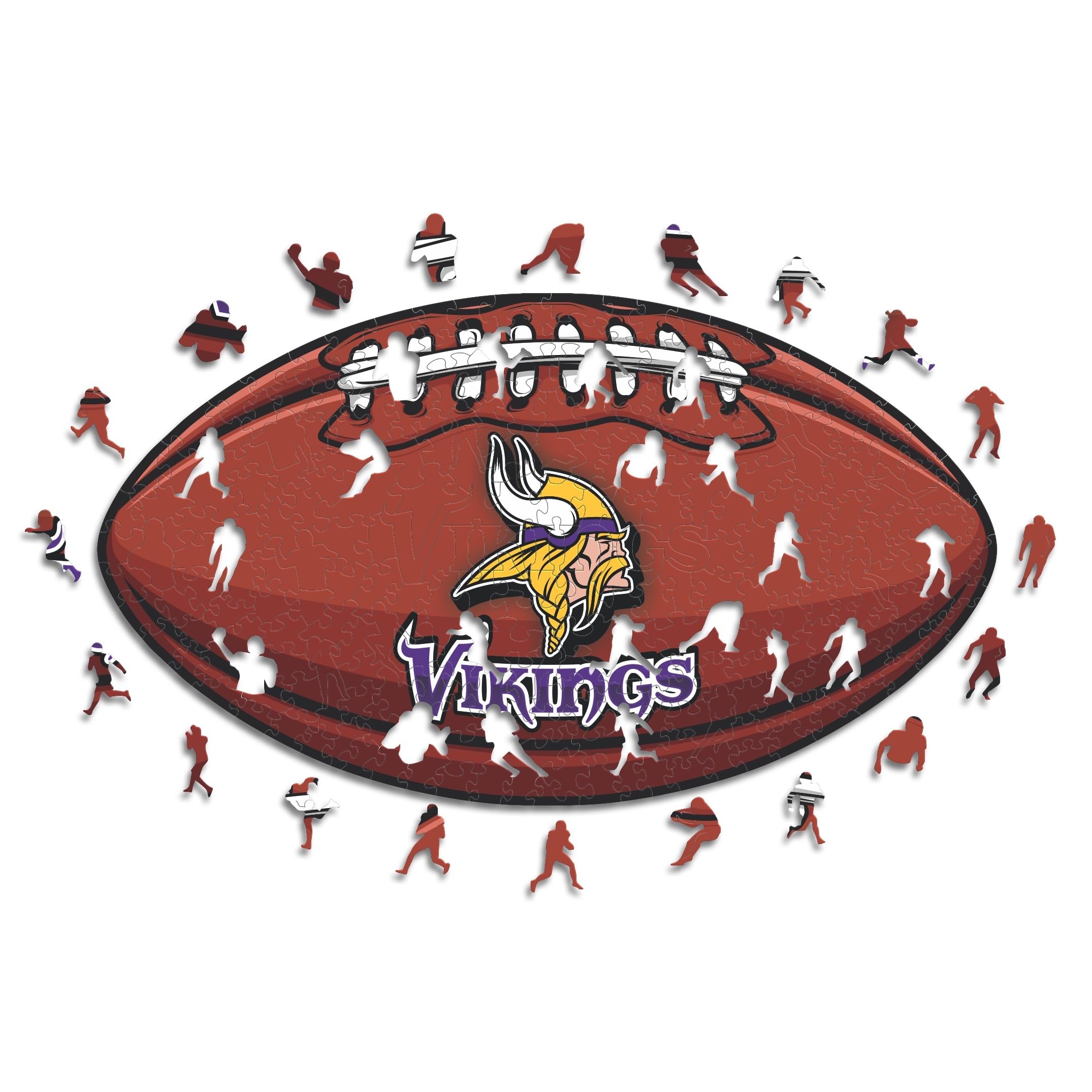 Iconic Puzzles, Minnesota Vikings crest, 100% eco-sustainable wooden puzzle with official license NFL, size S, 150 pieces