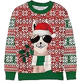 UYIQL Ugly Christmas Sweatshirts for Kids Xmas Novelty Animal Print Pullover Boys Girls Holiday Long Sleeve Top 5-14 Years