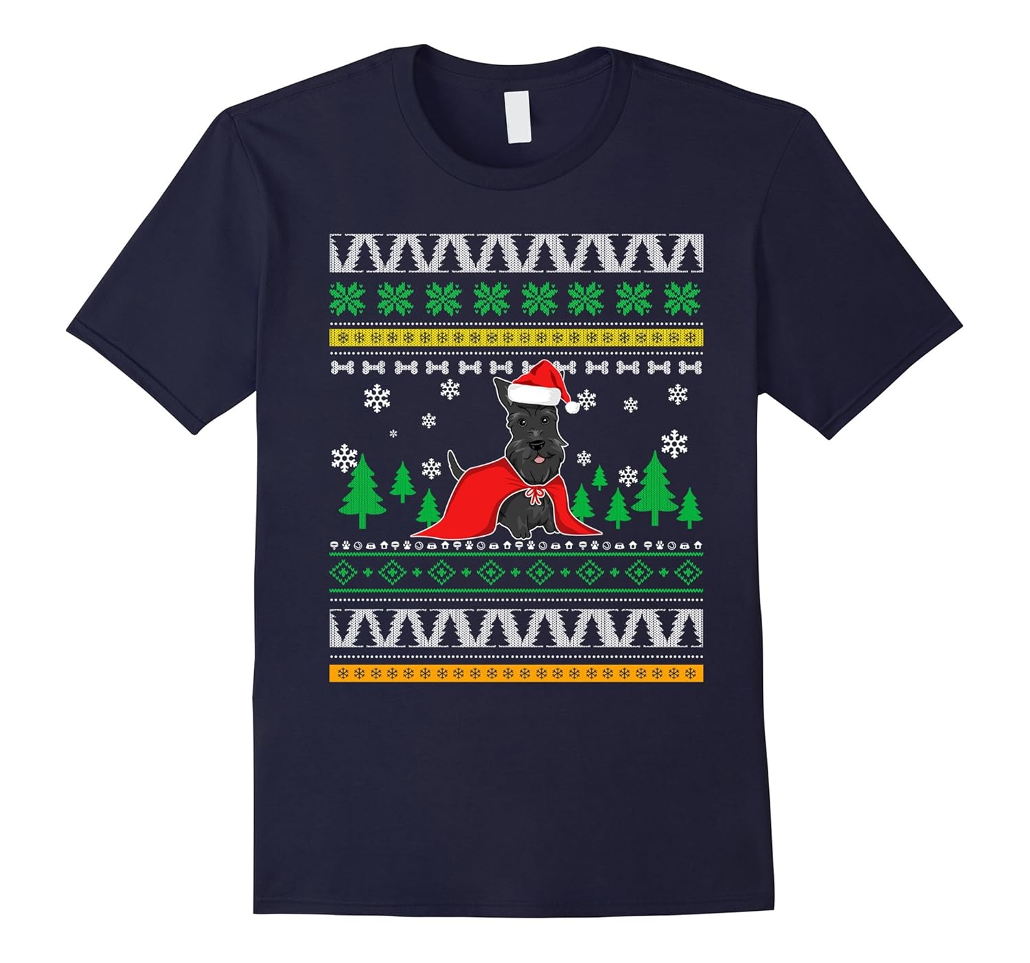 Cute Scottish Terrier Ugly Christmas Sweater T-Shirt Pet Pup-AZP