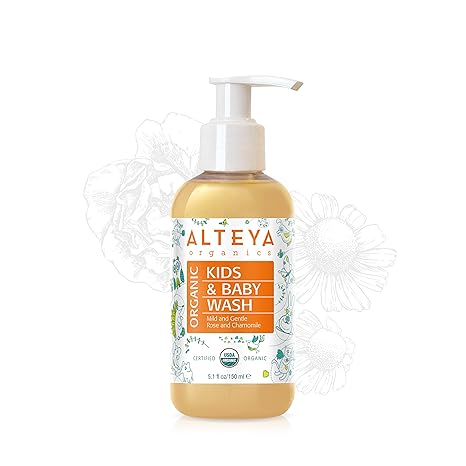Alteya Bio Babywaschlotion und Shampoo 150ml – USDA Organic-zertifiziert Biologisch abbaubar Rein Natürlich Vegan Seife und S