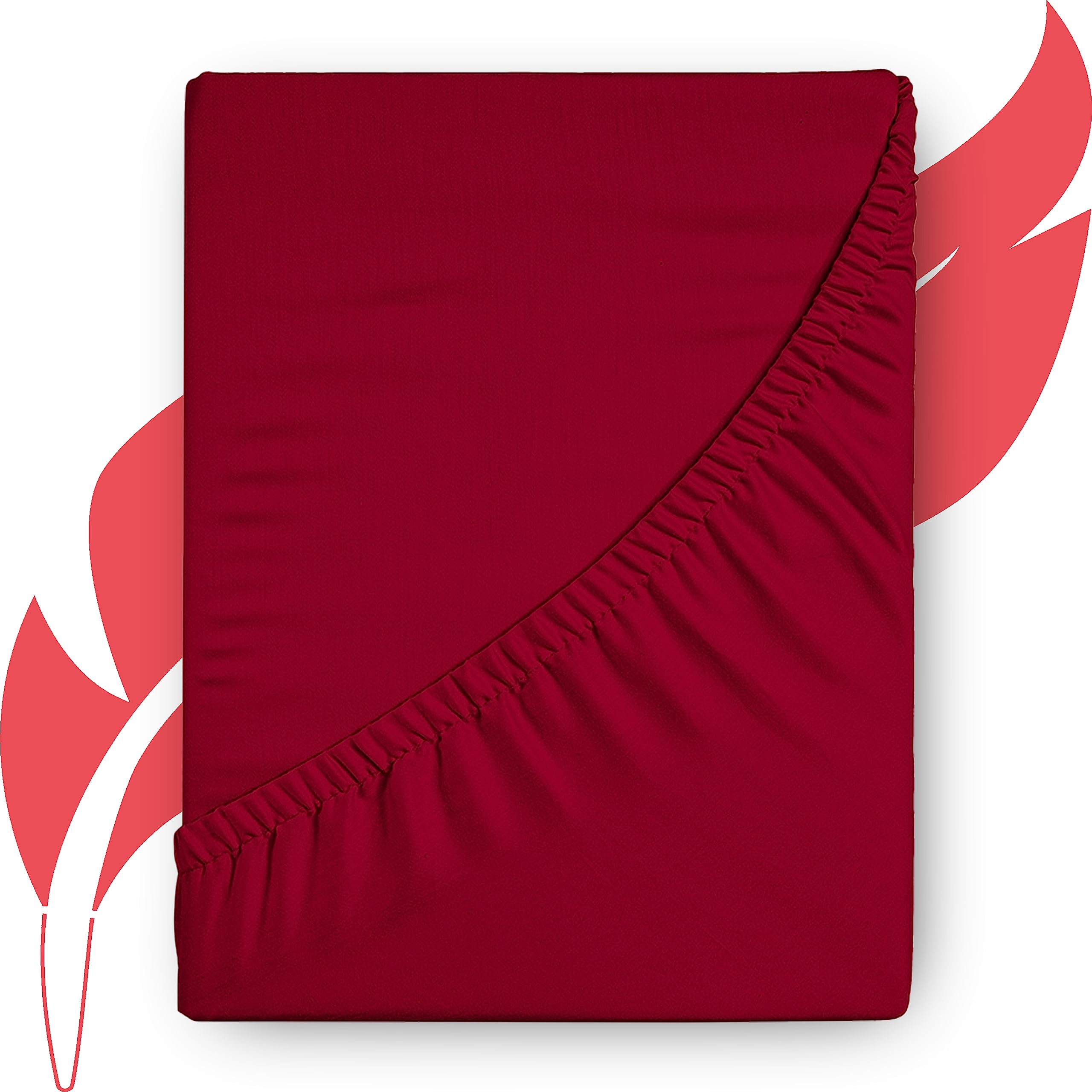 Photo 1 of Ashton Sheets Premium 1000-Thread-Count Egyptian Cotton King Fitted Sheet Only - 16" Deep Pocket King Fitted Sheet, Easy Snug Fit, Soft, Sateen Weave, Extra Long Staple King Size Fitted Sheet - Red