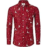 Arvilhill Men's Christmas Shirts Long Sleeve Ugly Xmas Button Shirts (S-XXL)