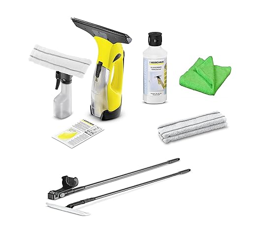 KÄRCHER WV 5 Plus, Verlängerung, RM 500, 2 Wischbezüge, Microfasertuch 40x40cm im Set - Fensterreinigungset …