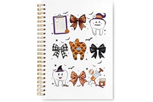 VIIJJUE Halloween Dental Notebook, Halloween Gifts for Dentist Dental Hygiene Hygienist, Dentals Assistant Gifts Journals for Writing, Dentist Gift Hardcover Spiral Notebooks, 5.5x8.3 Inch
