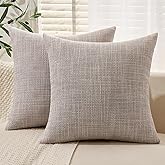 MIULEE Burlap Linen Throw Pillow Covers 18x18 Inch Set of 2 Khaki Decorative Pillows Modern Farmhouse Pillowcases Soft Accent Cushion Covers for Outdoor Couch Sofa Bedroom Livingroom Home Decor