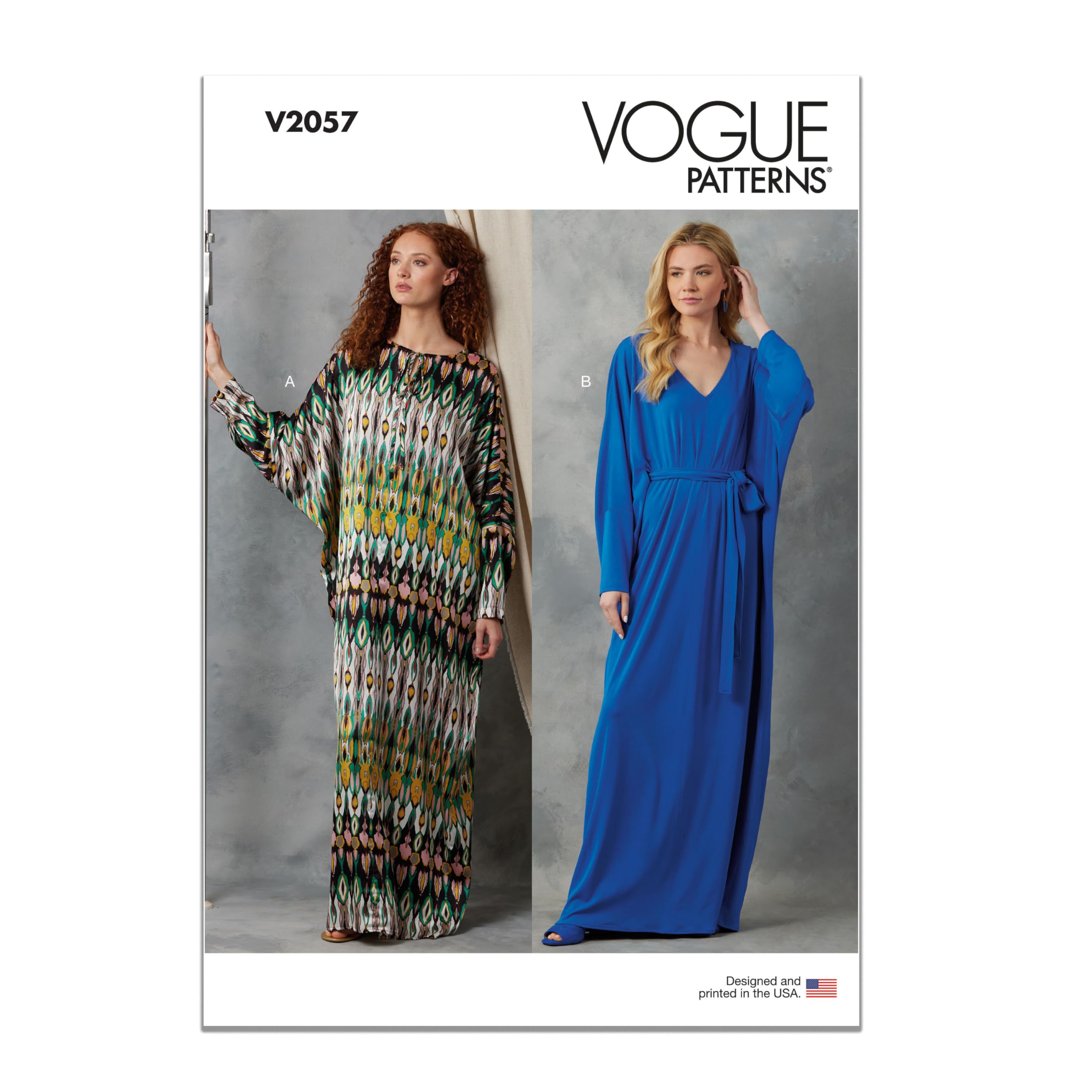 Vogue Patterns Paper Pattern V2057A Misses' Caftans and Sash A (XS-S-M-L-XL-XXL)