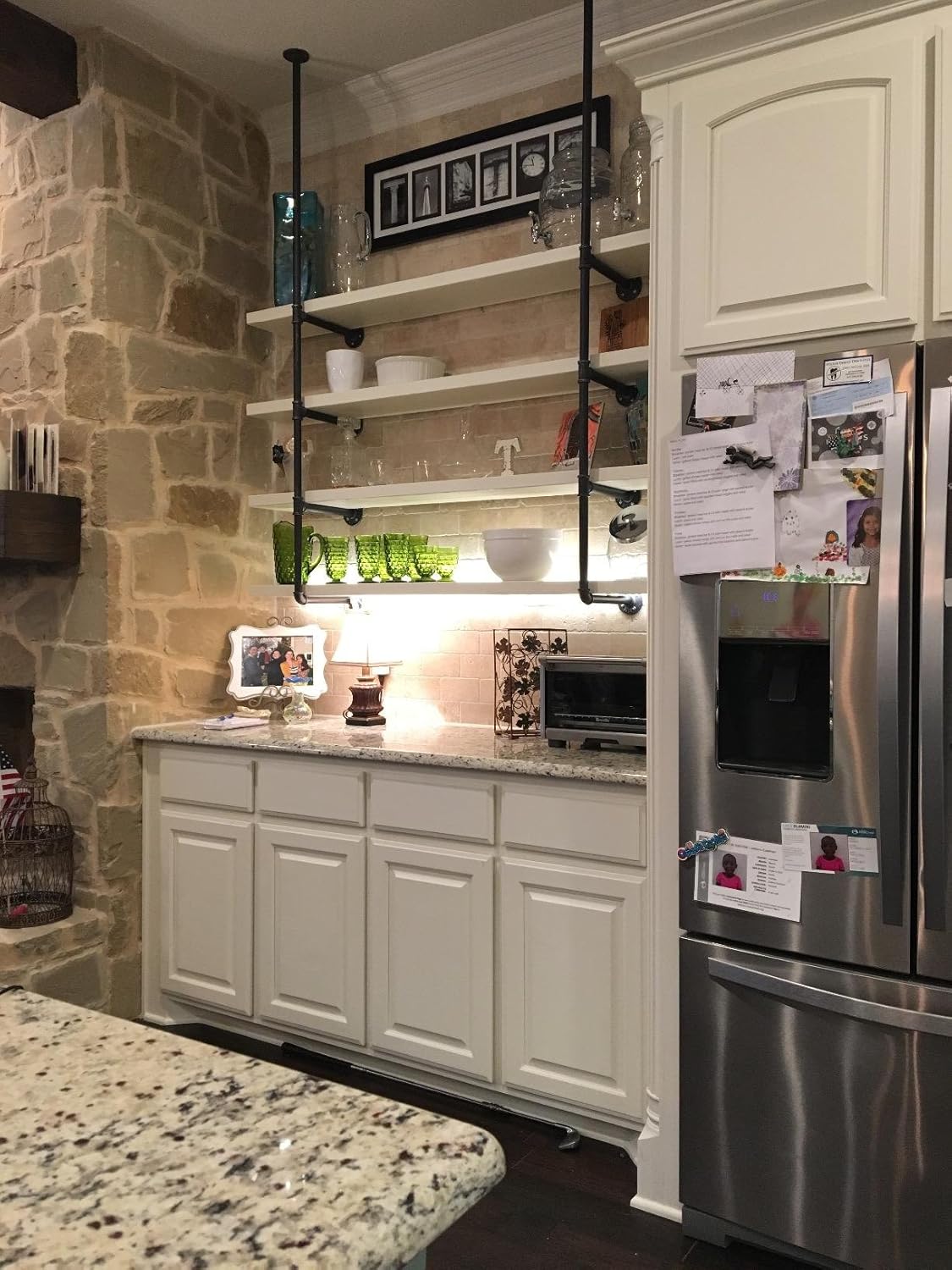 Industrial Retro Wall Mount Iron Pipe Shelf Hung Bracket Diy Storage Shelving Bookshelf (2 pcs): Kitchen & Dining