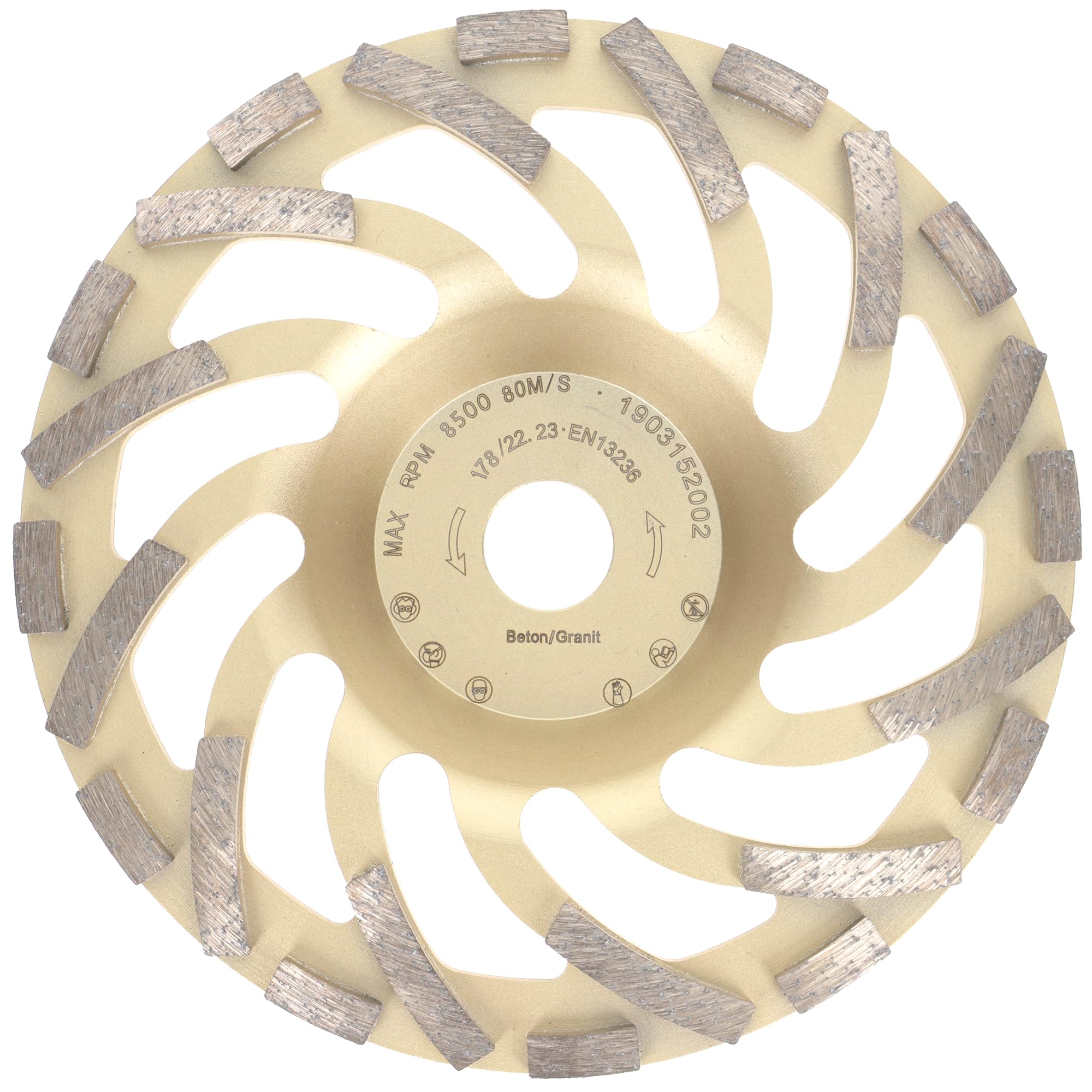 PRODIAMANT Professional Diamond Cup Wheel Turbo 180 mm 7 inch x 22.2 mm Diamond Grinding Wheel PDX82.918 Concrete Natural Stone