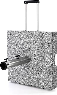 Nexos Sonnenschirmständer Granit Grau eckig mit Trolley-Griff, Rollen, Reduzierhülsen, Edelstahlrohr poliert 45 x 45 cm 40 kg. Für Schirme bis 3,5 m