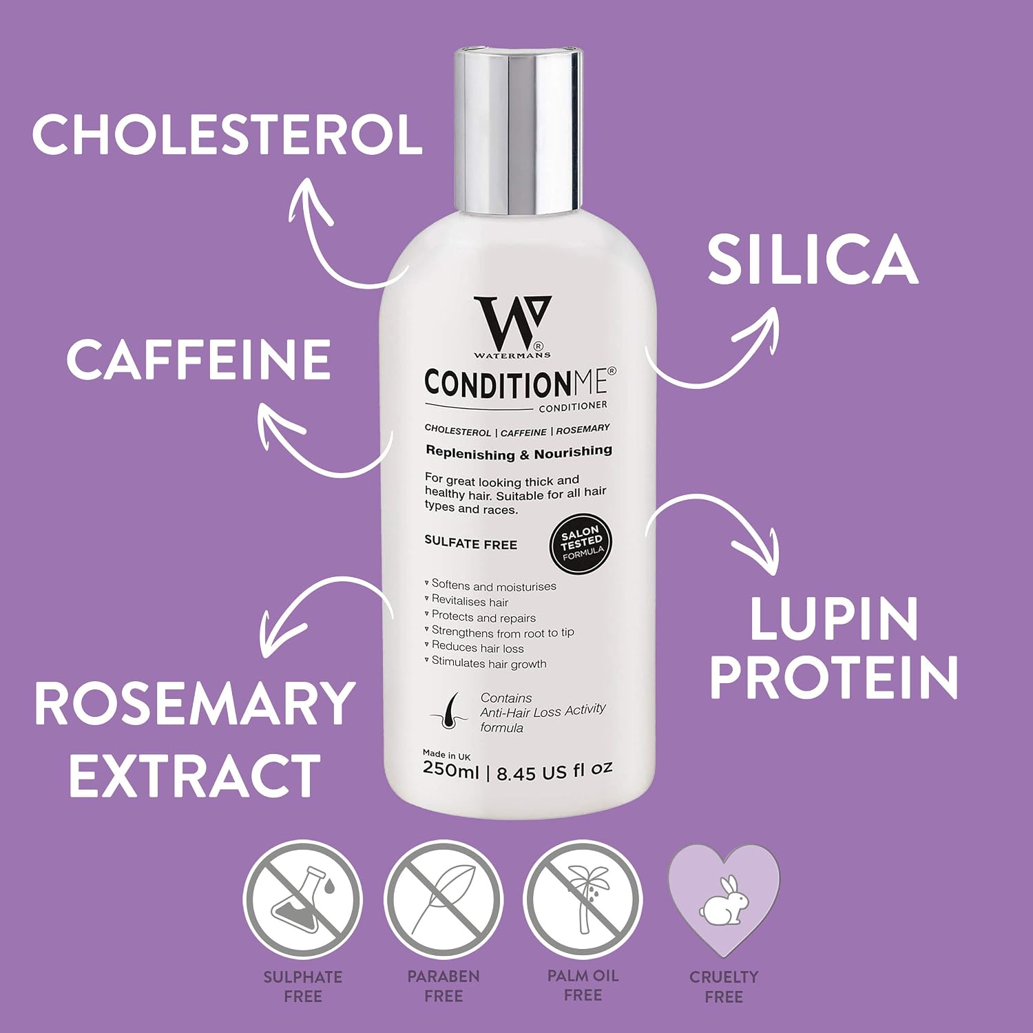 Watermans Hair Growth' Cholesterol Conditioner, Caffeine, Rosemary - All Types of Hair & Afro - Best treatment for Dry & Damaged Hair, best deep conditioning treatment - Image 4