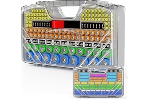 Battery Organizer Storage Holder Box Case with Tester, New Ultra-Large 285+Batteries Double-Sided Variety Pack, Holds AA AAA 