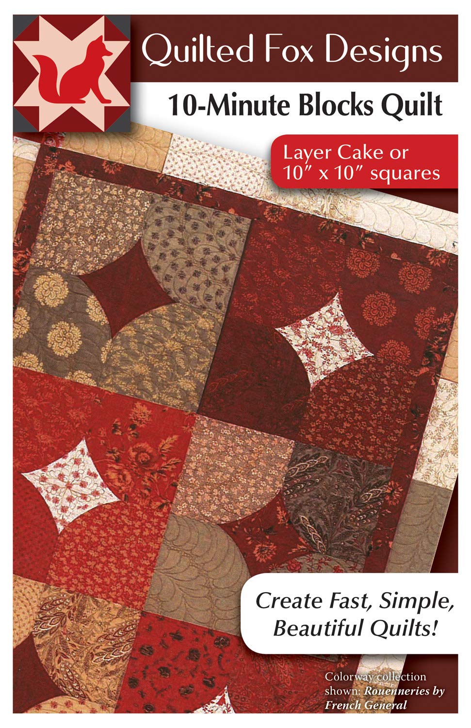 10 Minute Blocks Quilt Pattern Layer Cake Or 10 X 10 Squares Design Originals Quilted Fox Designs A Layer Cake Jelly Roll Quilt Sized 51 X 70 Great For 10 Inch Squares Collections