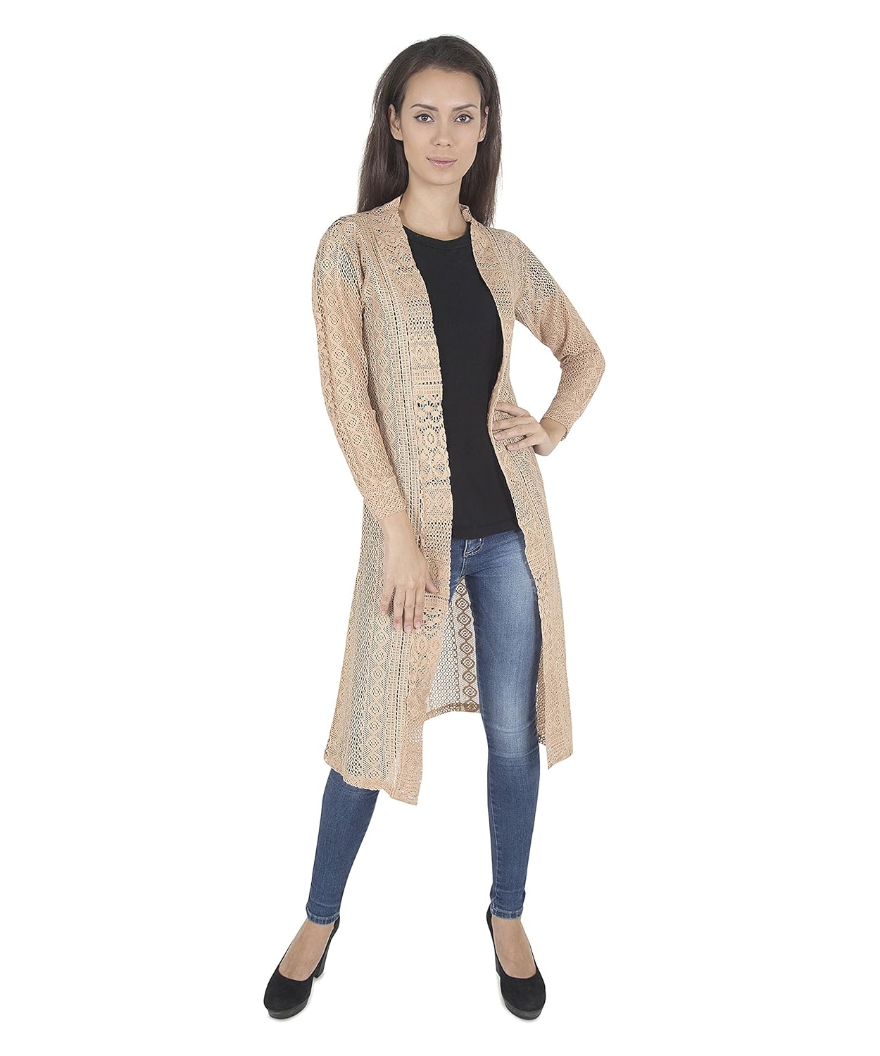 sweekash women's solid long sleeve shrug