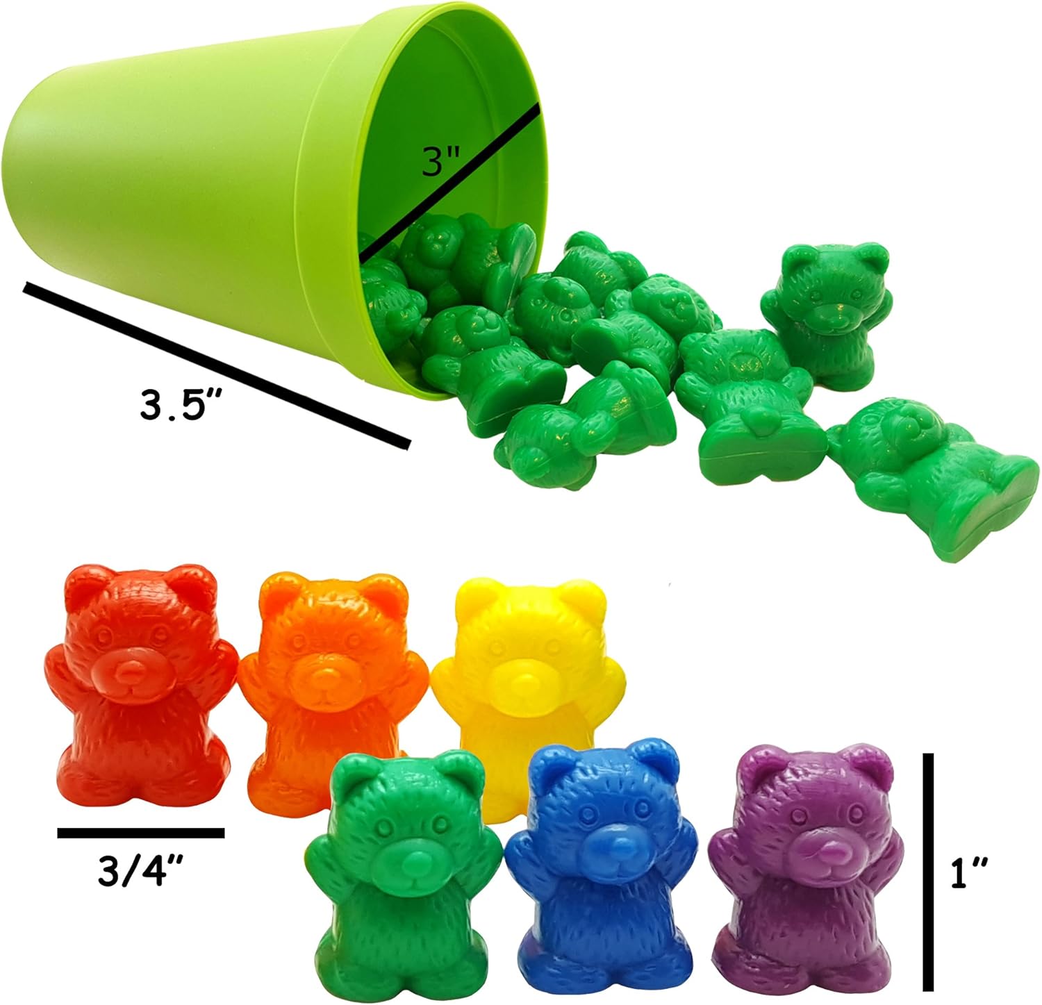 Skoolzy Rainbow Counting Bears with Matching Sorting Cups, Bear Counters and Dice Math Toddler Games 71pc Set - Bonus Scoop Tongs, Storage Bags…: Toys & Games