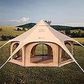 ShinHye Canvas Tent Bell Tent, Glamping Tent for Camping, Canvas Tent with Stove Jack, Waterproof Windproof Breathable Family