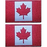 EmWoot 2PCS Canada Flag Patches Embroidered Morale Patch Hook and Loop | Tactical Military Patch,Versatile Tactical Attachment,Applique Fastener,3&times;2 inches