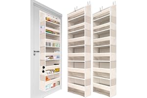 HOMELUX THEORY 2 PC Heavy Duty Over the Door Organizer 55x14x6.7, 6 Large Front & 12 Side Pockets, Hanging Storage Closet Door Organizer for Bedroom, Bathroom and Baby Nursery Storage (Ivory)